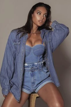 JLUXLABEL MEDIUM WASH SUSAN DENIM SHORTS