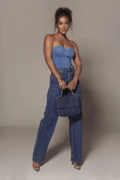 3AM H&D Accessories DENIM UPTOWN GOLD CHAIN HANDBAG