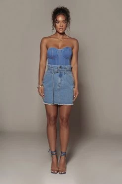 JLUXLABEL SALE MEDIUM WASH ROBIN DENIM SKIRT