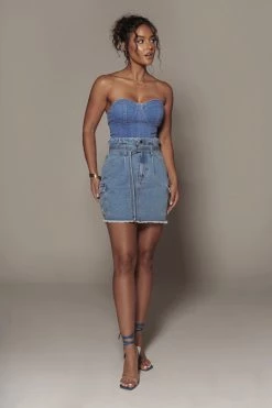 JLUXLABEL SALE MEDIUM WASH ROBIN DENIM SKIRT