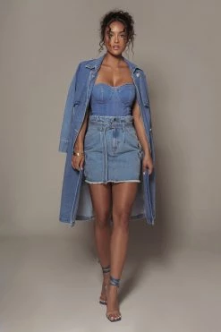 JLUXLABEL SALE MEDIUM WASH ROBIN DENIM SKIRT