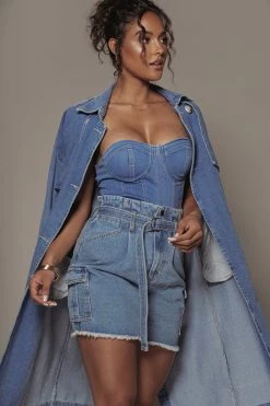 JLUXLABEL SALE MEDIUM WASH ROBIN DENIM SKIRT