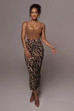 JLUXLABEL BACK IN LEOPARD HALOW RUCHED SKIRT
