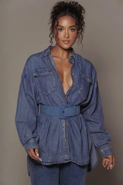 JLUXLABEL DENIM SIMPLE PLEASURES BUTTON UP