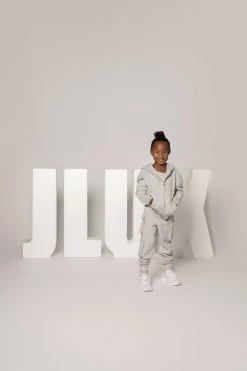 JLUXLABEL GREY JLUXKIDS FLEECE UNISEX HOODIE