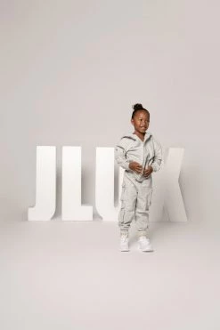 JLUXLABEL GREY JLUXKIDS FLEECE UNISEX HOODIE