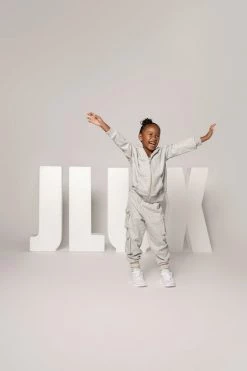 JLUXLABEL GREY JLUXKIDS FLEECE UNISEX HOODIE