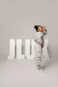 JLUXLABEL GREY JLUXKIDS FLEECE UNISEX HOODIE