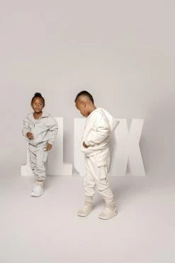 JLUXLABEL GREY JLUXKIDS FLEECE UNISEX HOODIE