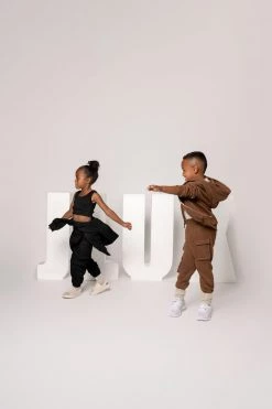 JLUXLABEL BLACK LILLIE KIDS FLEECE TOP