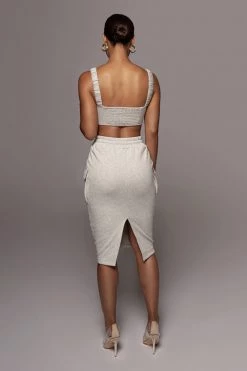 JLUXLABEL SALE GREY KILEY CROP TOP