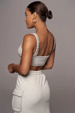 JLUXLABEL SALE GREY KILEY CROP TOP