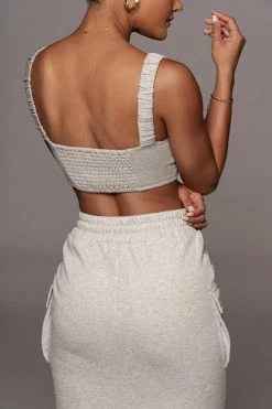 JLUXLABEL SALE GREY KILEY CROP TOP