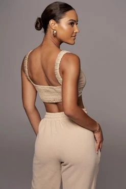 JLUXLABEL SALE BEIGE KILEY CROP TOP