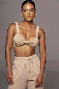 JLUXLABEL SALE BEIGE KILEY CROP TOP