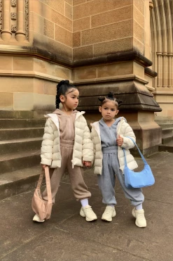 JLUXLABEL BEIGE MEMPHIS KIDS WAFFLE JOGGERS