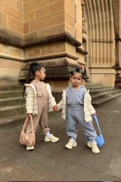 JLUXLABEL BEIGE MILAN KIDS WAFFLE HOODIE SALE