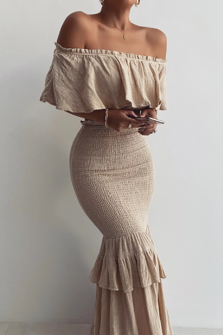 JLUXLABEL BEIGE SIENNA RUFFLED SKIRT SET NEW ARRIVALS 3 JLUXLABEL BEIGE SIENNA RUFFLED SKIRT SET NEW ARRIVALS