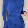 JLUXLABEL ROYAL BLUE KARA MOCK NECK DRESS BACK IN