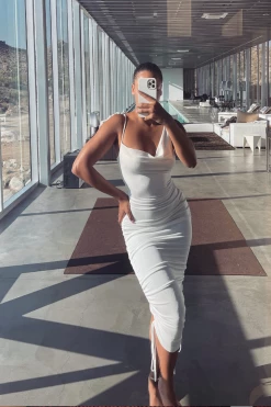 JLUXLABEL IVORY WOJEK SLINKY DRESS