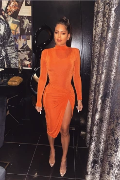 JLUXLABEL SALE ORANGE KENZIA HIGH NECK BODYSUIT