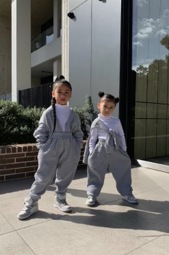 JLUXLABEL GREY MEMPHIS KIDS WAFFLE JOGGERS