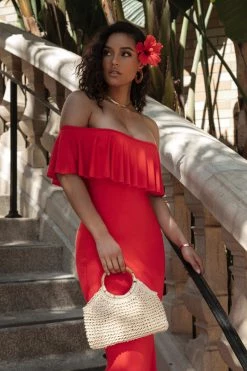 JLUXLABEL RED ESTELLE RUFFLED MAXI DRESS