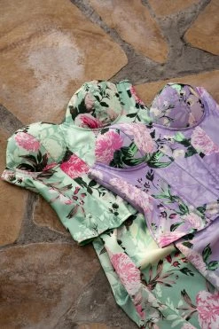 JLUXLABEL LILAC FLORAL IVANA BUSTIER TOP NEW ARRIVALS