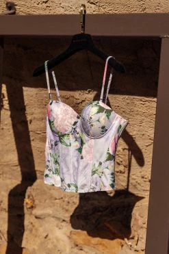 JLUXLABEL LILAC FLORAL IVANA BUSTIER TOP NEW ARRIVALS