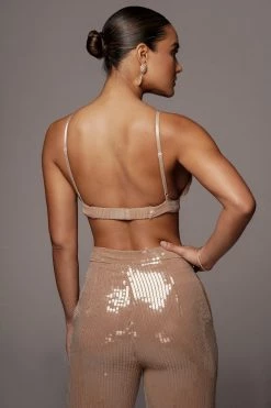 JLUXLABEL TAN ZINNIA SEQUIN BRALETTE SALE 16 JLUXLABEL TAN ZINNIA SEQUIN BRALETTE SALE