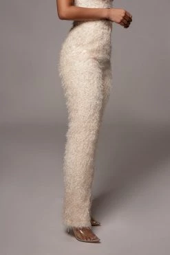 JLUXLABEL BACK IN IVORY ABBY SHAGGY PANTS