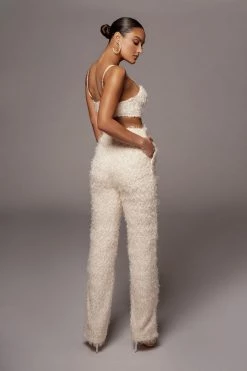 JLUXLABEL BACK IN IVORY ABBY SHAGGY PANTS