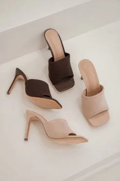 JLUXLABEL CHOCOLATE ALAINE SQUARE TOE HEELS NEW ARRIVALS