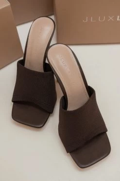 JLUXLABEL CHOCOLATE ALAINE SQUARE TOE HEELS NEW ARRIVALS