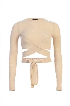 JLUXLABEL TAN MARSIA WRAP TOP