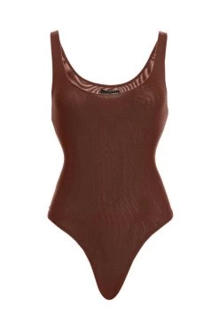 JLUXLABEL NEW ARRIVALS CHOCOLATE MESH ESSENTIAL TANK BODYSUIT UNDERGARMENT