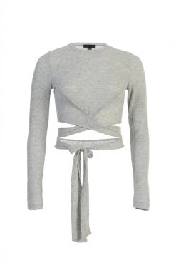 JLUXLABEL BACK IN GREY MARSIA WRAP TOP