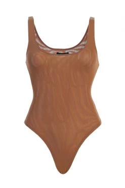JLUXLABEL PECAN MESH ESSENTIALS TANK BODYSUIT UNDERGARMENT