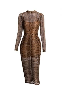JLUXLABEL SNAKESKIN BOA MOCK NECK SHEER DRESS 20 JLUXLABEL SNAKESKIN BOA MOCK NECK SHEER DRESS